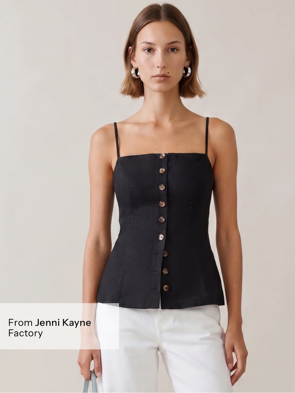 Few Moda Cecille Linen Button Tank